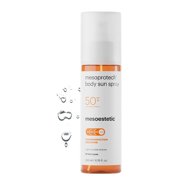 Protection solaire Corps 50 + en spray fini invisible | Mesoprotech® body sun spray Mesoestetic